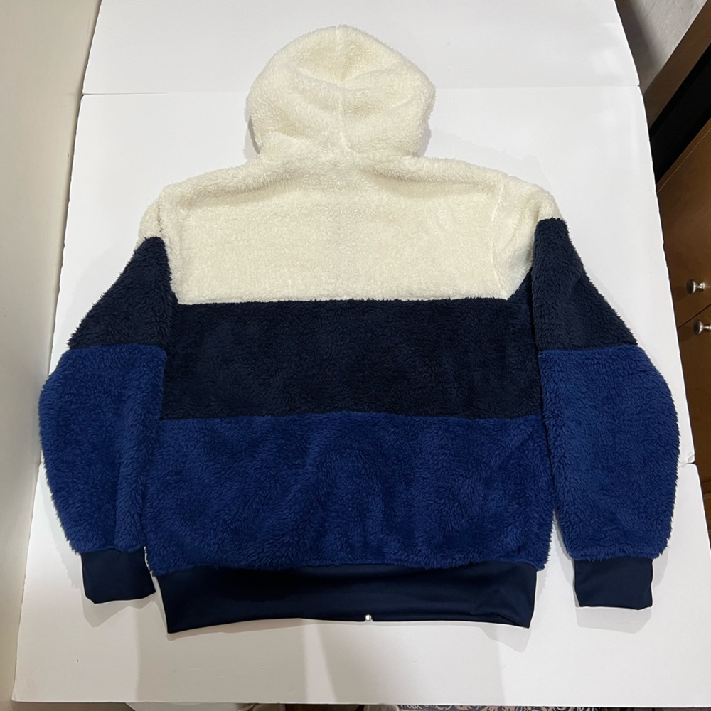 Ralph Lauren Polo, Sherpa Full Zip Hoodie, Blue & White - Picture 7 of 10